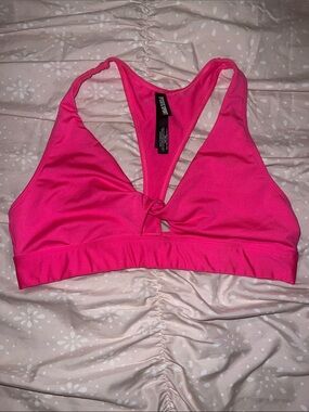 PINK Victoria's Secret Hot Pink Knot-Front Sports Bralette